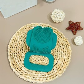 Silicone Gentle Exfoliator Mitt - Exfoliating Gloves for Soft Skin, Long Handle, Double-Sided, Effective for Men and Women, Gentle on Skin, Easy to Clean, Perfect for Daily Use - Color: Green