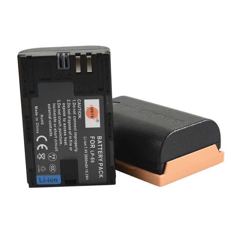 DSTE Replacement for 2X LP-E6 + Dual LCD Charger Compatible
