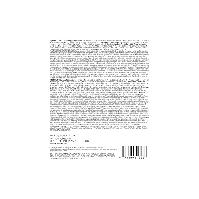 AGEbeautiful Ultra Bond - Paquete de aclarador de polvo permanente,