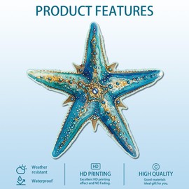 GLOBLELAND Vintage Metal Starfish Tin Sign Retro Blue Marine Starfish Plaque Poster Metal Wall Decorative Tin Signs for Home Room Office Garden Seaside Cafe Decoration