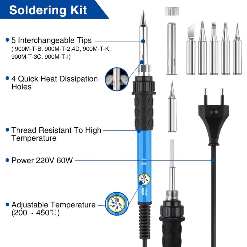 Soldering Iron Set, 24 Pieces, 60 W Welding Tools, Electric