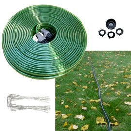 SECBULK 75 FT Flat Sprinkler Hose for Lawn Watering Garden Soaker Hose with Holes, Heavy Duty Lightweight No-Kink Water Hose with Stakes, Irrigation Hose, Great Fun for Kids and Dog