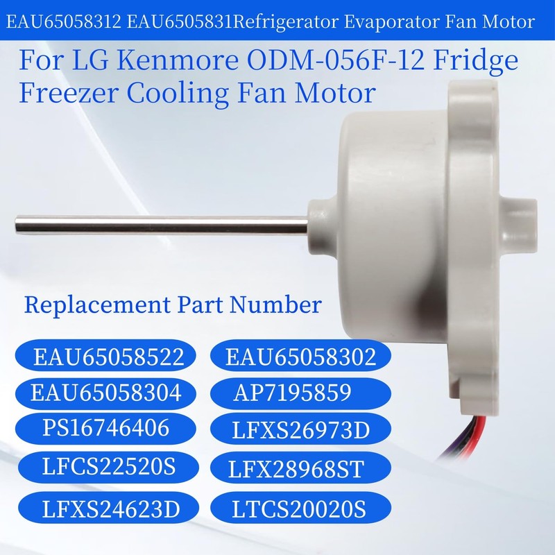 EAU65058312 ODM-056F-12 Refrigerator Evaporator Fan Motor Assembly Replacement Compatible with