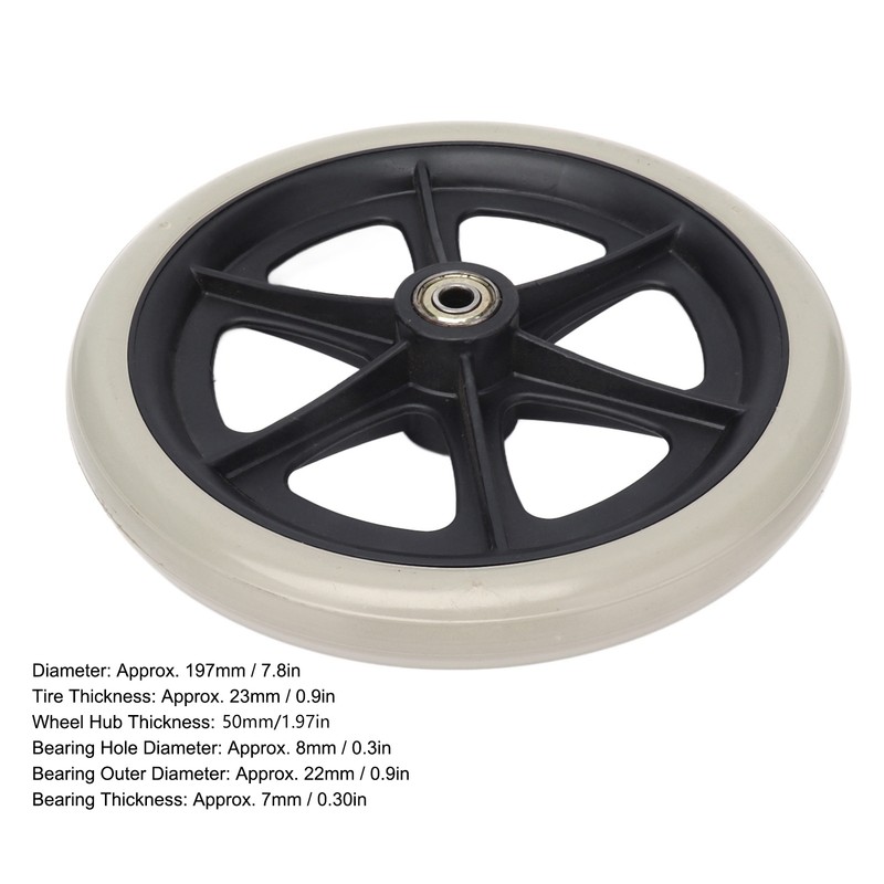 Wheelchair Wheel 8in PU Walker Caster Replacement Skidproof with Ball
