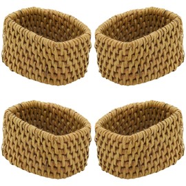 Saro Lifestyle Woven Rattan Napkin Rings (Set of 4), Caramel, 1.5"