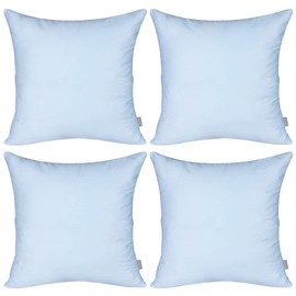 4-Pack Cotton Comfortable Solid Decorative Throw Pillow Case Square Cushion Cover Pillowcase (Cover Only,No Insert) (16x16 inch/ 40x40cm, Light Blue)