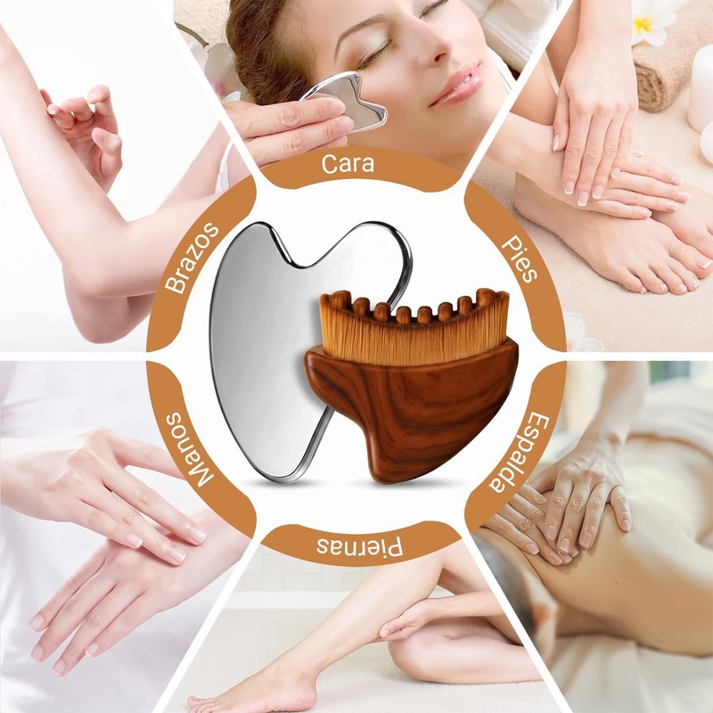 Gua Sha Kit de 2 Piezas de Acero Inoxidable