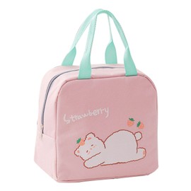 CHEOTIME Cartoon Lunch Bag Insulated Tote Bag Portable Cooler Bag Cute Leak-Proof Student Lunch Box Suitable for School Work Picnic Beach Fitness (Rosa)
