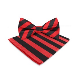 Vittorio Farina Striped Bow Tie & Pocket Square Set (1548 Red & Black)