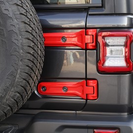 CheroCar for Jeep JL Tailgate Hinge Cover Spare Tire Bracket Rear Door Liftgate Trim Exterior Accessories for Jeep Wrangler JL JLU 2018-2022 UP Sport X Sahara Rubicon (Red)
