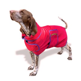 TAIL BLAZERS™ Quality Dog Drying Coat Keeps Dog Warm After Walking, Rain Or A Shower. Dogs Bath Towel Dry Accessories. Soft Double Layer Microfibre Towel Robe. Machine Washable. (XL/Red)