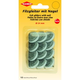 Kleiber Felt Gliders with Nail, Grey, 24 mm
