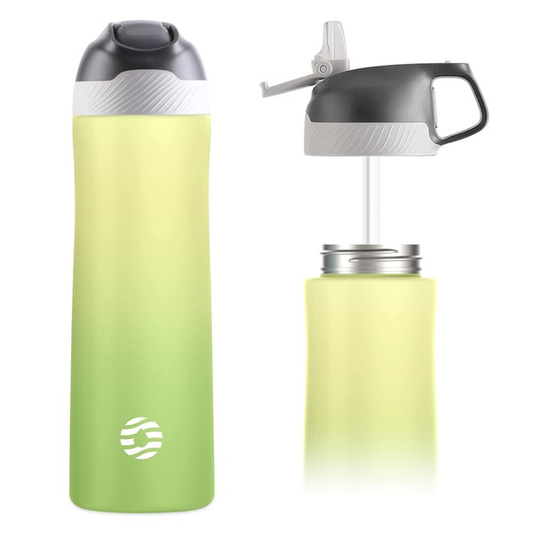 FEIJIAN Stainless Steel Water Bottle with Straw, Double Wall Vacuum