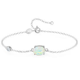 KristLand Women's Bracelet Sterling Silver Platinum Electroplated Silver Bracelet with Beautiful Opal Zirconia Stones Party Wedding Birthday Luxury Visual Gift Women Girls, Sterling Silver