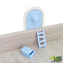 Myfuturshop® Mice Perez Magic Door Tooth Box Ladder 4 Certificates Clean Tooth Original Gift for Boys and Girls, French Version (Blue)
