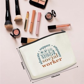 NGZS Social Worker Gifts Inspirational Social Worker Makeup Bag Social Worker Appreciation Gifts Cosmetic Bag for Women Coworker Volunteer Bestie Mom Girls Boss Teacher Birthday Christmas Retirement