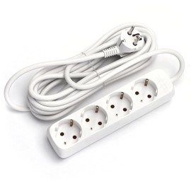 Glowster 4-Way Power Strip without Switch 5 m 3G 1.5 mm² White