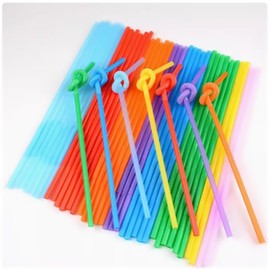 FOREVERIE 300 Pack Super Long Colorful Drinking Straws Bendable, Extensible Plastic Curly Straws for Schools Hostels Hospital Food Outlets Canteens, Full Length 12.8 Inches