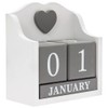 Desktop Perpetual Calendar, White Holder With Contrasting Grey Date/Month Blocks