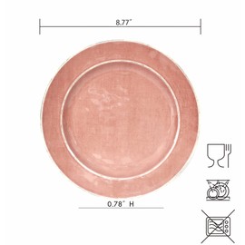 Bettermela Salad Plates Set of 4 -Melamine Dessert Plate Set for Indoor Outdoor and Everyday Use Unbreakable Lightweight Dishwasher Safe BPA Free (8.77 Inch, Smoky Pink)