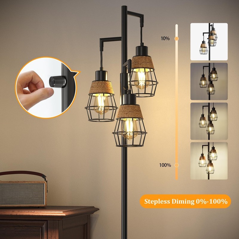 Oneach 68" Floor Lamps for Living Room, Stepless Dimmable Boho