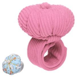 HARFINGTON Wrist Pin Cushions, Sewing Needle Pin Cushion Adjustable Strap with Elastic Strap Finger Ring Pincushions Fit All Wrist Sizes for Sewing Quilting Needlework DIY Crafts, Pink/Blue