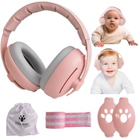 2 en 1 0rejeras Contra Ruido para Niños/Bebés, Protectores Auditivosde longitud Ajustable, Orejeras Dntiruido para Bebe Evitan Dañosauditivos y Mejoran(Rosa)