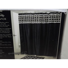 Black and Cream Keswick Fabric Shower Curtain