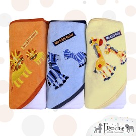 Frenchie Mini Couture, Hooded Bath Towels for Babies, 80% Cotton/20% Polyester, Pack of 3