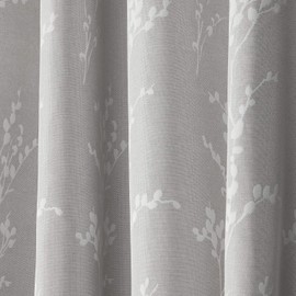 NICOLE MILLER NEW YORK Turion Floral Room Darkening Blackout Grommet Top Curtain Panel Pair, 52"x96", Dove Grey