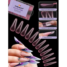 TOROKOM 120 PCS Dual Nail Forms for Poly Extension Gel, Poly Nail Gel Nail Molds for Builder Extension Gel Nail Art Design Salon&DIY - Pink