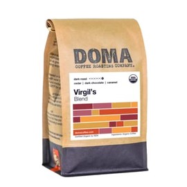 Doma Coffee Roasting Company "Virgil's Organic Blend" Dark Roasted Fair Trade Organic Whole Bean Coffee - 12 Ounce Bag