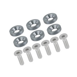 Partuto Universal Finishing Countersunk Fender Bumper Washers, Gasket Screw Engine Bay Fastener Kit for Motorcycle, M6, Aluminum Alloy, Titanium Tone, 6pcs Replacement