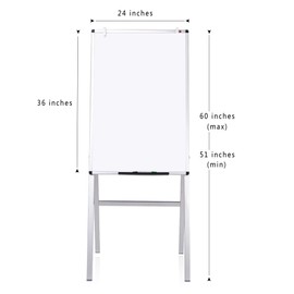 VIZ-PRO Melamine H-Stand Whiteboard/Adjustable Dry Erase Easel,24 x 36 Inches