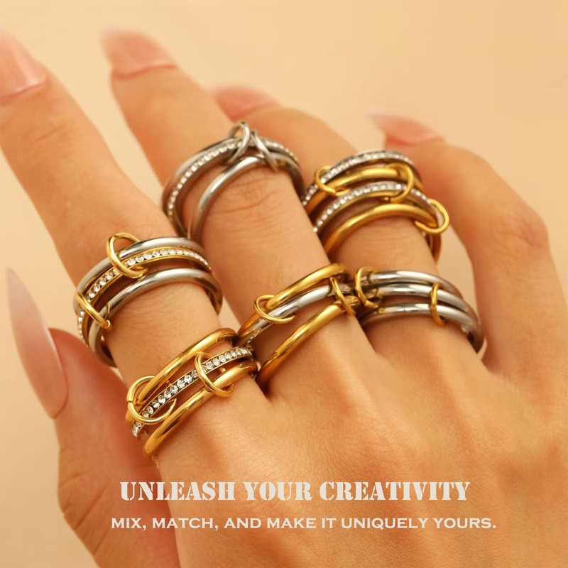 VICUSSE Stackable Rings Making Kit for Women 19PCS Stainless steel