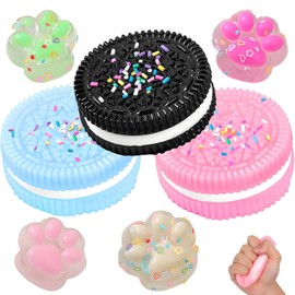 Pack of 7 Cat Paws Squishy Squeeze Toy Suit Concentration Promotes Attention for Kids, Men and Women Relaxation at Home, Office, School