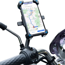Homeet Motorcycle Phone Mount, Quick Release Motorbike Phone Holder Anti Shake Moped Scooter Rearview Mirror Holder Mount Universal for 4.0-6.8 Inch Smartphone - 360° Rotation Adjustable – Blue