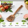 AIUHI Natural Teak Slotted Spatula, Ergonomic Long Handle Cook Spatula,