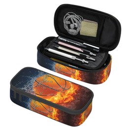 HKHEHOP Cool Basketball Ball Pencil Case Big Capacity Storage Pencil Pouch Stationery Bags With Zipper Portable Pen Holder Box Organizer For Boys Girls Teens Student College School Office Supplies
