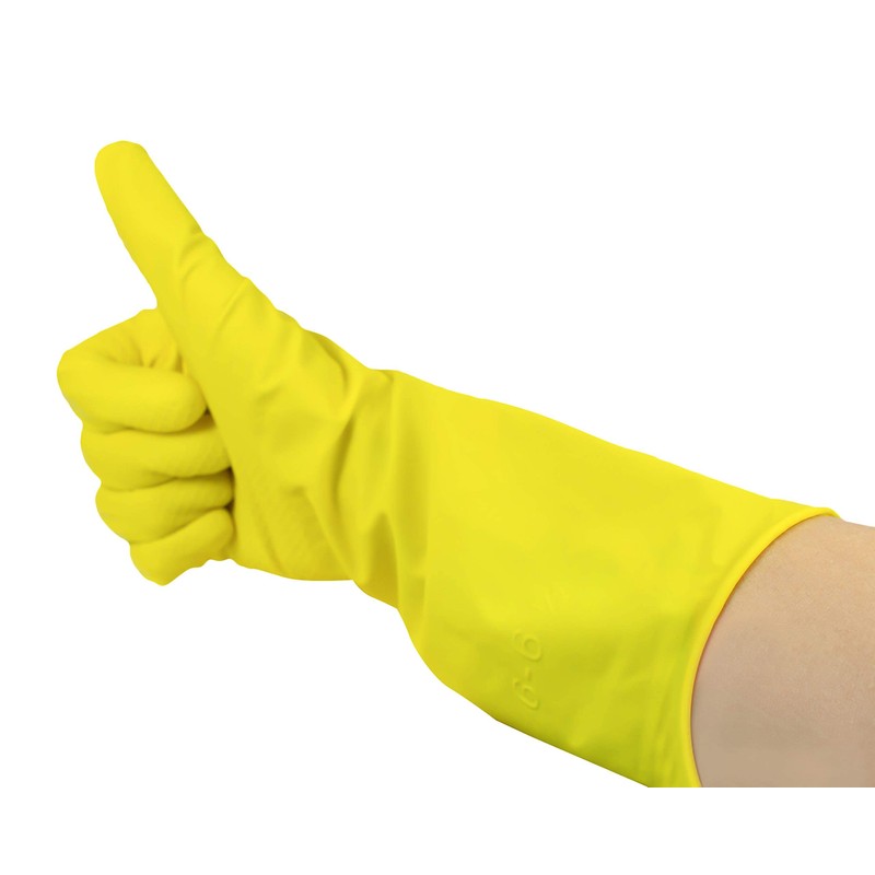 Romed Household Gloves Yellow 100% Natural Latex (Size: S, 12