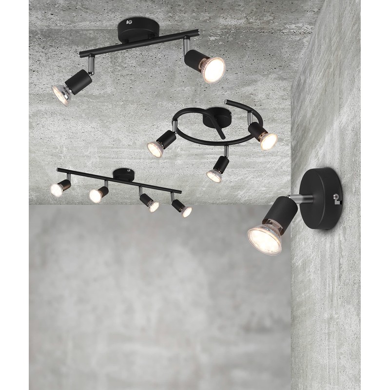 Reality Leuchten Paris R80912032 Spotlight Bar Metal Matte Black Exclusive