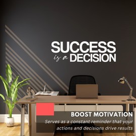 My Vinyl Story - Success is a Decision Wall Decal - Motivational Quote Sticker, Inspirational Words and Saying Art Decor for Home Office, Gym, or Classroom - Removable (White, 32x10 inches)