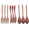 3Set Tableware Wooden Fork Spoon Knife Kit Kitchen Cutlery for