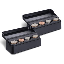 SINGARO Coin Holder for Car, Coin Change Organizer Compatible with Coins of Different Sizes, Dash-Mounted Holder Suitable for Most Cars, Trucks(2PCS Black)