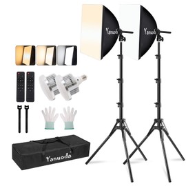 Yanuoda 16"x16" Softbox Lighting Kit with 95W LED Bulb (3000K-7500K Dimmable, CRI 97 & TLCI 97), Continuous Studio Light for Photography, Video Recording, Portrait Shoots, Live Stream, YouTube