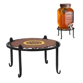 Kcgani Heavy-duty Metal Beverage Drink Dispensers Stand, Drinking Crock Cold Water Glass Container Holder, Countertop Rack Base for Juice Lemonade Dispenser Mason Jar, Max Diameter 8", Black