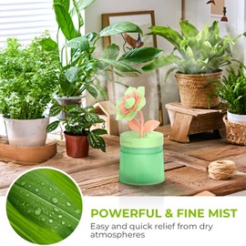 Cute Flower Mini Humidifier, 260ml Gardenia Desktop Humidifiers for Bedroom, Portable Small Cool Mist Humidification For Home, Baby Nursery, Office & Indoor Plants (Green)
