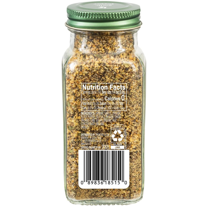 Simply Organic Garlic Pepper, 3.73 Ounce Jar, Blended with Pepper