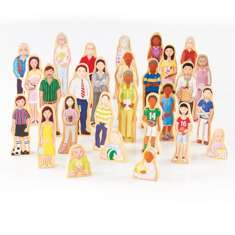 Guidecraft Wedgies Family Set of Wooden Figures - Kids Learning