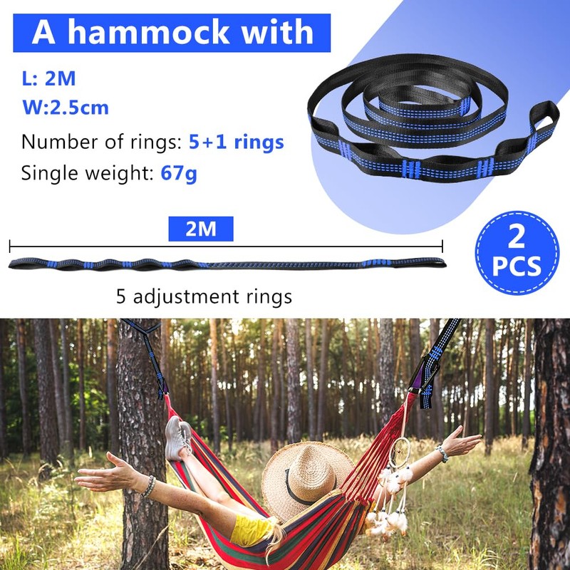 Vicloon 2pcs Hanging Rope, 2M Hammock Swing Straps Polyester String